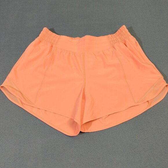 Lululemon Shorts Women's 8 Peach Hotty Hot Short High Rise Long 4" Lined Running - Picture 1 of 11